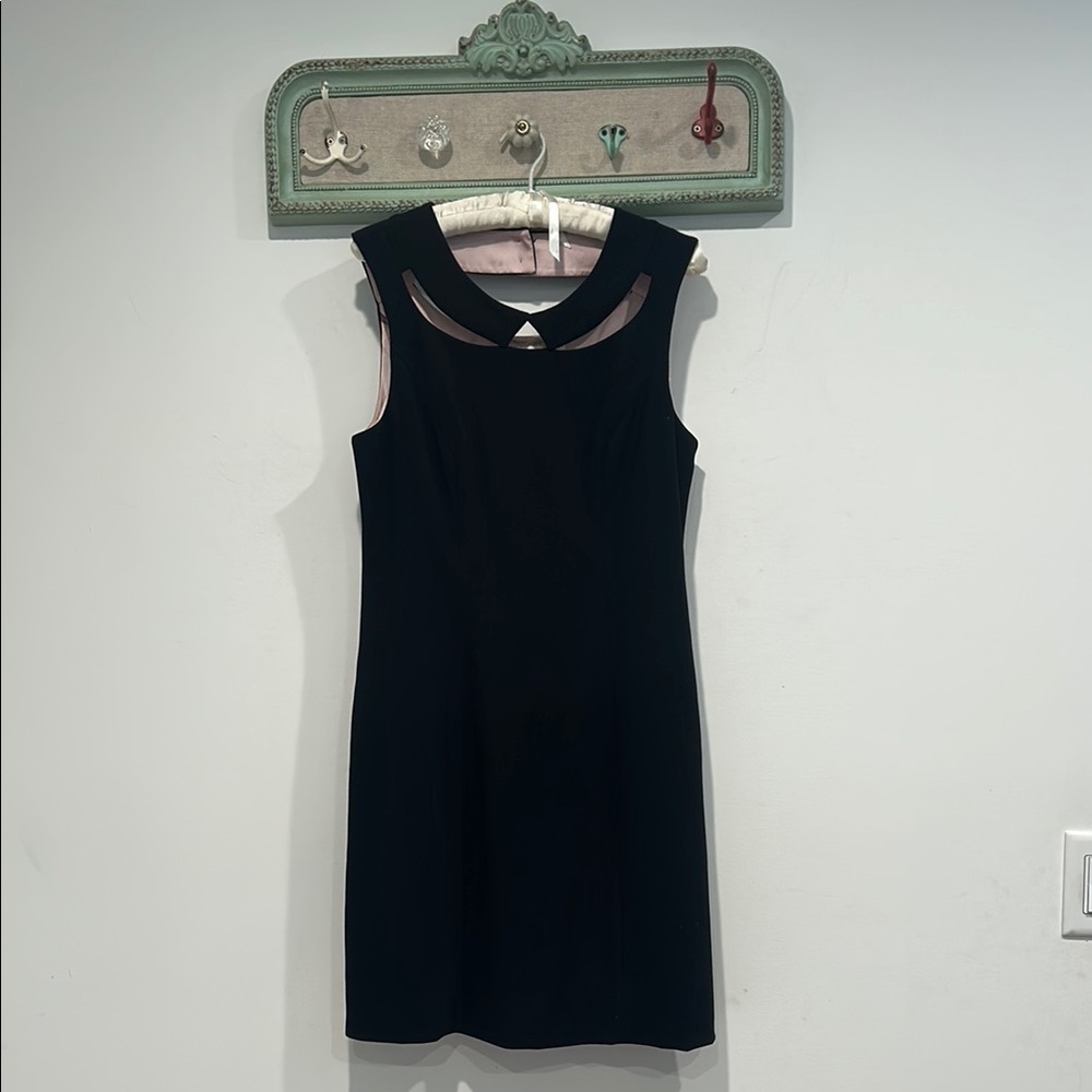 Anthropologie Postmate Black Kate Cutout Sheath Mini Dress size 8 pencil